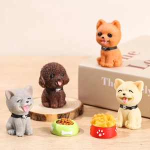 Miniature Dog Figurines Resin Realistic Puppy Statues Garden Landscaping Desktop Decor Micro Landscape Cartoon Ornament