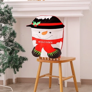Christmas Chair Back Covers Polyester Plush Cartoon Santa Snowman Reindeer Welcome Dining Room Festive Party Home Decor