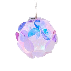 Iridescent LED spherical hanging light for Christmas tree decoration with blue glow