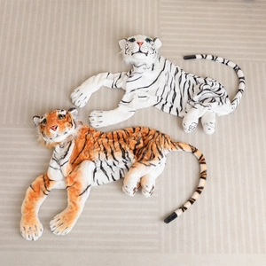 Realistic Tiger Plush Toy Skin Unfilled Soft Short Plush Giant Animal Doll DIY Craft Room Decor Gift