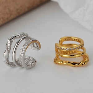 925 Sterling Silver Ear Cuffs For Women Minimalist Multi Layer Rhinestone Twisted Line Non Pierced Clip On Earrings Fashion Jewelry