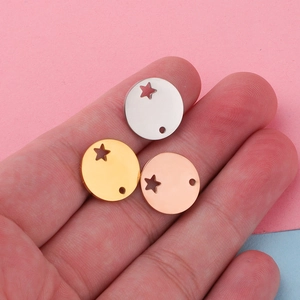 Polished titanium steel star charms in silver, gold and rose gold for DIY jewelry