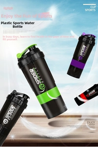 Bouteilles shaker Spider Bottle en rouge, violet et vert avec couvercles à boucle pratique
