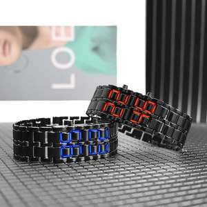 Lava LED Digital Watch For Men Women Alloy Metal Bracelet Wristwatch Minimalist Creative Electronic Watch Jewelry Accessory