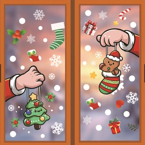 Stickers de fenêtre de Noël avec bonhomme de neige pain d'épice et flocons de neige