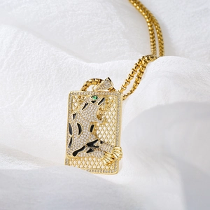 Luxury 18K gold plated necklace with a leopard pendant set in sparkling cubic zirconia