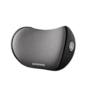 Ergonomic memory foam car neck pillow in gray and black with Awesome embroidery