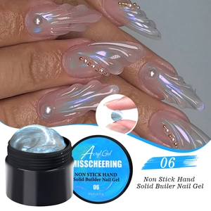 Detail von festem Nagelaufbaugel und 3D-Blumen-Maniküre für professionelle Nägel
