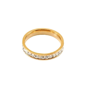 Bague éternité en or rose de style français avec pierres en zircone étincelantes