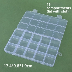 Detailed 15-compartment PP plastic organizer box with fixed grids and secure lid slots