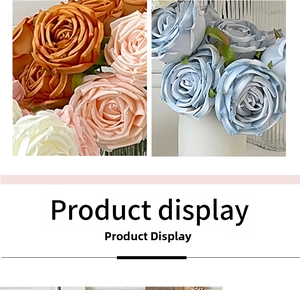 Detailed close-up of multi-colored silk rose heads for DIY home and wedding floral decor
