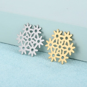 Stainless Steel Snowflake Gear Pendants For DIY Jewelry Making Hollow Christmas Winter Charms For Earrings Necklaces