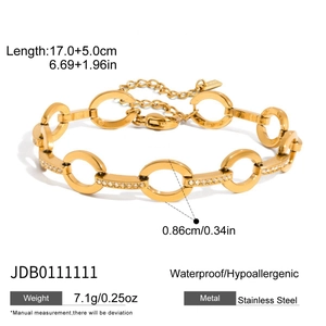 18K vergoldetes Edelstahl-Tennisarmband mit Gliedern aus funkelnden Strassringen