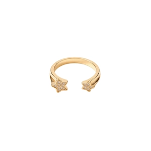 18k gold plated adjustable ring set featuring dual star design with micro-pave zircons