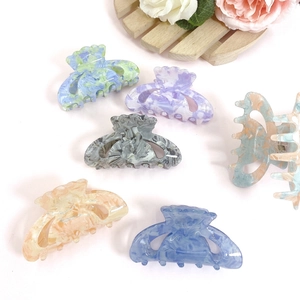 French retro acrylic hair claws with marble mermaid texture in assorted colors