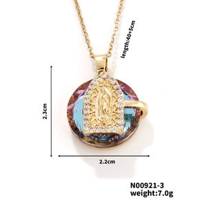 Detailed specs of gold Virgin Mary pendant necklace with size 2.3cm and weight 7.0g