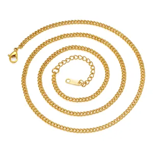 Curb Chain Necklace Stainless Steel Flat Link Trendy Hip Hop Jewelry For Men And Women Classic Electroplated Accessory