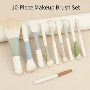 10-teiliges Morandi-Make-up-Pinselset mit weichen Borsten und cremeweißen Griffen