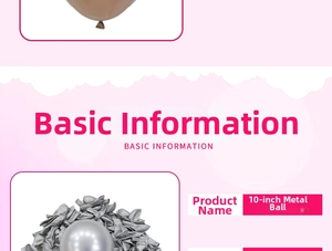 Detailed specs for 10 inch metallic balloons in silver and chrome coffee for party decor
