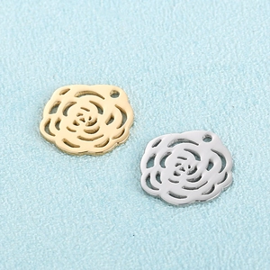 Pendentif fleur de rose en acier inoxydable doré et argenté pour la création de bijoux
