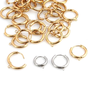 Minimalist titanium steel earring hoops with 18k gold plating for DIY jewelry making