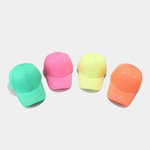 Cotton Baseball Cap Neon Macaron Colors Contrast Stitching Curved Brim Adjustable Sun Hat Outdoor Casual For Men Women