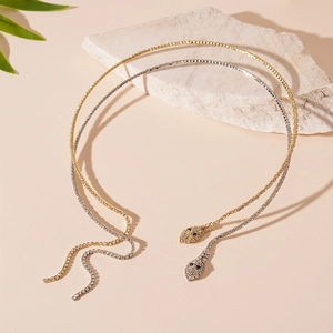 Collier Ras Du Cou Serpent Cuivre Avec Strass Design Ouvert Ajustable Bijoux De Fête Pour Femmes