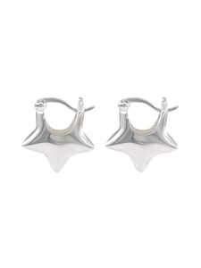 Orecchini a cerchio a forma di stella in argento sterling S925 con finitura lucida
