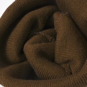Bonnet en tricot côtelé marron épais avec broderie pour la chaleur hivernale