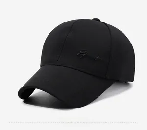 Close-up of black baseball cap featuring 3D Sport embroidery and breathable fabric texture