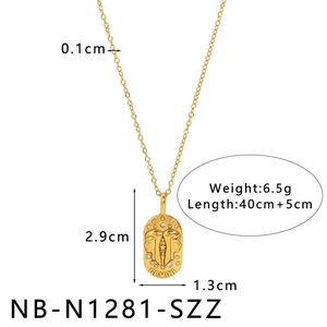 Dettaglio della collana con ciondolo Gemelli in oro con specifiche tecniche e misure