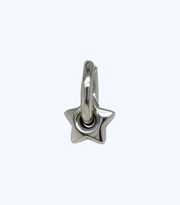 Polished titanium steel star drop earrings with detachable hoop in silver finish