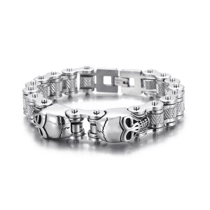Men Stainless Steel Skull Bracelet Motorcycle Chain Link Biker Punk Gothic Rock Jewelry Silver Color