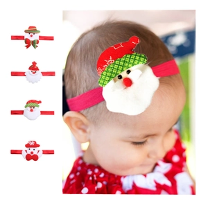 Weihnachts-Stirnband-Set für Babys mit festlichen Zeichentrickfiguren auf rotem Stretchstoff