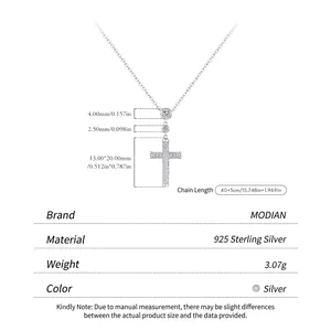 925 sterling silver cross necklace with pavé cubic zirconia and adjustable chain for women
