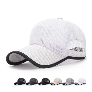 Mesh Baseball Cap Polyester Breathable Sun Protection Long Brim Outdoor Summer Adjustable Hat For Men Women Trucker Style