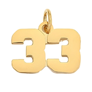 Minimalist golden stainless steel number 33 pendant with jump ring for jewelry making