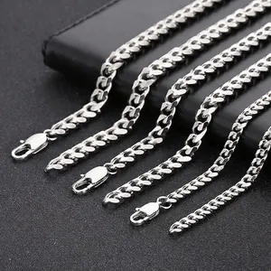 Cuban Link Chain Necklace Stainless Steel Minimalist Hip Hop Silver Tone Jewelry For Men Women