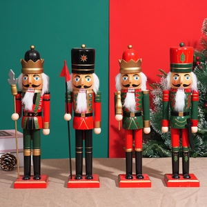 Traditional Nutcracker Soldier Puppet Wooden Painted Christmas Tabletop Decoration King Figure Festive Holiday Ornament