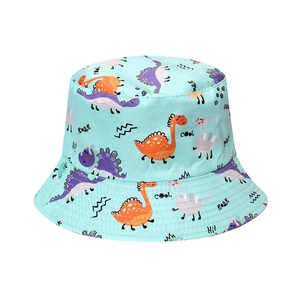 Bob bleu pour enfants avec imprimés dinosaures colorés et design à bord large et plat