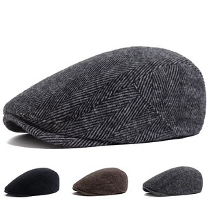 Retro Herringbone Flat Cap Wool Blend Adjustable British Style Newsboy Driving Hat For Men Women