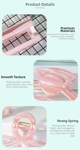 Detailed macro view of pink jellyfish hair claw featuring strong spring and smooth edges