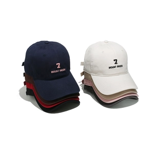 Classic cotton baseball cap with 7 Mount Green embroidery in various colors stack