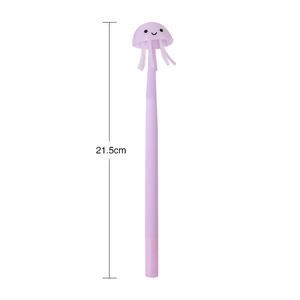 Purple jellyfish stress relief pen with 21.5cm length marking on white background
