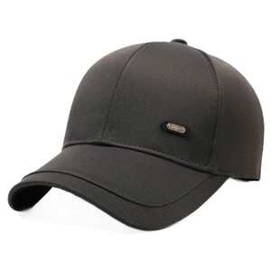 Men's dark gray sports baseball cap with high-density cotton texture and metal Sport badge
