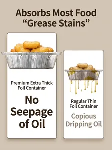 Detailed comparison showing leak-proof thickened aluminum foil trays for air fryer use