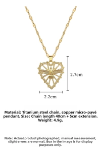 Detailed view of titanium steel heart pendant with dimensions 2.7cm by 2.2cm