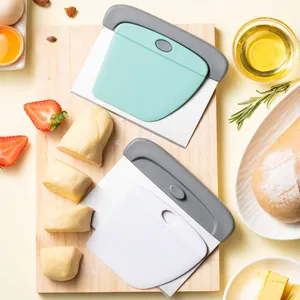 Dough Scraper And Dough Cutter Stainless Steel And PP Plastic Nested Storage Non-Slip Handle For Baking Pastry Pizza Cake