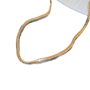 Minimalist gold flat snake chain necklace with high polish finish for women