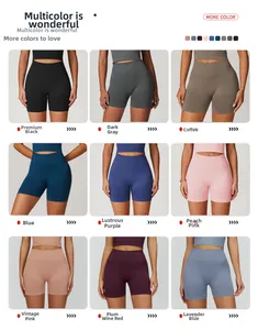 Neuf couleurs de shorts de yoga sans couture taille haute avec tissu côtelé et push-up